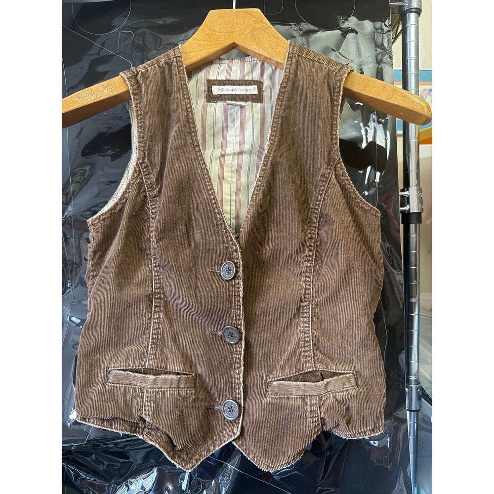 Abercrombie Corduroy Vest Women's Size S Brown Button Up Pockets Lined - Picture 2 of 10